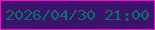 文字の大きさ：3、枠の色：fb0bc7、背景の色：3b136d、文字の色：097363 無料ブログパーツのブログ時計