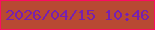 文字の大きさ：5、枠の色：fb0c62、背景の色：b84933、文字の色：7620b0 無料ブログパーツのブログ時計