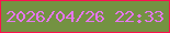 文字の大きさ：3、枠の色：fb1150、背景の色：749242、文字の色：e676ef 無料ブログパーツのブログ時計