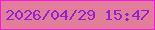 文字の大きさ：1、枠の色：fb12e8、背景の色：e27f98、文字の色：9220d9 無料ブログパーツのブログ時計