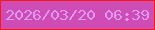 文字の大きさ：1、枠の色：fb1812、背景の色：cf4cb5、文字の色：db99f4 無料ブログパーツのブログ時計