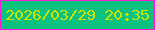 文字の大きさ：2、枠の色：fb1ad8、背景の色：0dc27c、文字の色：d1e201 無料ブログパーツのブログ時計