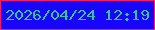 文字の大きさ：2、枠の色：fb1b66、背景の色：1705fc、文字の色：39c39b 無料ブログパーツのブログ時計
