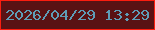 文字の大きさ：2、枠の色：fb1d0f、背景の色：591214、文字の色：5e9cb7 無料ブログパーツのブログ時計
