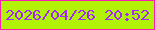 文字の大きさ：1、枠の色：fb1db0、背景の色：b2f209、文字の色：a02afc 無料ブログパーツのブログ時計