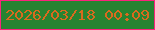 文字の大きさ：5、枠の色：fb237c、背景の色：278331、文字の色：d96a1e 無料ブログパーツのブログ時計