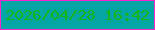 文字の大きさ：1、枠の色：fb25d2、背景の色：06a6a5、文字の色：15b315 無料ブログパーツのブログ時計