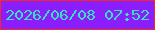 文字の大きさ：3、枠の色：fb2619、背景の色：8b1efe、文字の色：37e2c1 無料ブログパーツのブログ時計