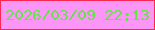 文字の大きさ：3、枠の色：fb2652、背景の色：fb95f6、文字の色：66e04d 無料ブログパーツのブログ時計