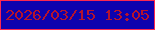 文字の大きさ：5、枠の色：fb274f、背景の色：0e02ae、文字の色：b5132d 無料ブログパーツのブログ時計