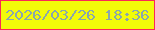 文字の大きさ：3、枠の色：fb2856、背景の色：f2fb09、文字の色：89a7ad 無料ブログパーツのブログ時計
