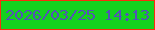文字の大きさ：5、枠の色：fb2b0d、背景の色：14d11e、文字の色：5352b7 無料ブログパーツのブログ時計