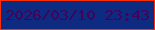 文字の大きさ：4、枠の色：fb2e0a、背景の色：0d2c81、文字の色：41035a 無料ブログパーツのブログ時計