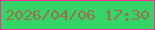 文字の大きさ：2、枠の色：fb2e9d、背景の色：34d467、文字の色：9d6d4d 無料ブログパーツのブログ時計