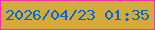 文字の大きさ：5、枠の色：fb2fb6、背景の色：d4aa3a、文字の色：0168db 無料ブログパーツのブログ時計