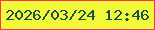 文字の大きさ：5、枠の色：fb3359、背景の色：f2f939、文字の色：1a5049 無料ブログパーツのブログ時計