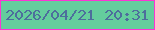文字の大きさ：3、枠の色：fb34d4、背景の色：64cd9d、文字の色：4d6e9c 無料ブログパーツのブログ時計