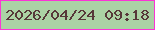 文字の大きさ：4、枠の色：fb34d5、背景の色：abd2a5、文字の色：57383a 無料ブログパーツのブログ時計