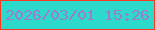 文字の大きさ：4、枠の色：fb3a22、背景の色：2dd9ca、文字の色：a07bcc 無料ブログパーツのブログ時計