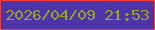 文字の大きさ：4、枠の色：fb3c35、背景の色：4d35a9、文字の色：9c9f29 無料ブログパーツのブログ時計