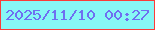 文字の大きさ：2、枠の色：fb3c39、背景の色：87f7f5、文字の色：6f6ff1 無料ブログパーツのブログ時計