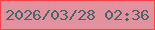 文字の大きさ：4、枠の色：fb4148、背景の色：e2929f、文字の色：486668 無料ブログパーツのブログ時計