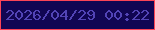 文字の大きさ：4、枠の色：fb4456、背景の色：110653、文字の色：5244b6 無料ブログパーツのブログ時計