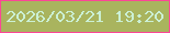 文字の大きさ：2、枠の色：fb4696、背景の色：a9b45e、文字の色：cbf0d5 無料ブログパーツのブログ時計