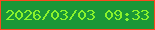 文字の大きさ：2、枠の色：fb481f、背景の色：1a9737、文字の色：89f32c 無料ブログパーツのブログ時計