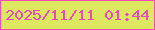 文字の大きさ：1、枠の色：fb49bc、背景の色：dde860、文字の色：eb49bc 無料ブログパーツのブログ時計