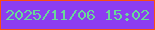 文字の大きさ：2、枠の色：fb4e11、背景の色：8d3df0、文字の色：69d899 無料ブログパーツのブログ時計