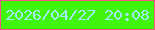 文字の大きさ：5、枠の色：fb5288、背景の色：40f40c、文字の色：a4e8fa 無料ブログパーツのブログ時計