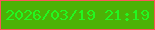 文字の大きさ：2、枠の色：fb5658、背景の色：4bb206、文字の色：23f720 無料ブログパーツのブログ時計