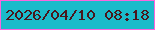文字の大きさ：2、枠の色：fb65de、背景の色：1abbca、文字の色：49161c 無料ブログパーツのブログ時計