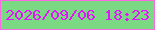 文字の大きさ：5、枠の色：fb69e4、背景の色：7bd984、文字の色：e114fd 無料ブログパーツのブログ時計