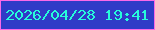 文字の大きさ：2、枠の色：fb69e8、背景の色：303bc7、文字の色：27fcda 無料ブログパーツのブログ時計