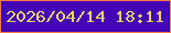 文字の大きさ：1、枠の色：fb7648、背景の色：4204b5、文字の色：f3ce6e 無料ブログパーツのブログ時計