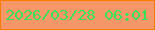 文字の大きさ：3、枠の色：fb7c03、背景の色：f6976a、文字の色：3ae152 無料ブログパーツのブログ時計