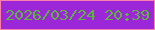 文字の大きさ：5、枠の色：fb7fae、背景の色：9c27d9、文字の色：5ab43d 無料ブログパーツのブログ時計
