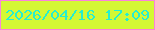 文字の大きさ：4、枠の色：fb83da、背景の色：d4f834、文字の色：26eecf 無料ブログパーツのブログ時計