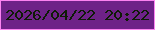 文字の大きさ：1、枠の色：fb83f1、背景の色：6e2288、文字の色：0e1c06 無料ブログパーツのブログ時計