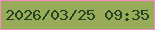 文字の大きさ：3、枠の色：fb89c8、背景の色：97ab58、文字の色：224222 無料ブログパーツのブログ時計