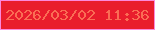 文字の大きさ：5、枠の色：fb89db、背景の色：e91d2c、文字の色：fa6d54 無料ブログパーツのブログ時計
