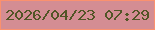 文字の大きさ：4、枠の色：fb916e、背景の色：d48d93、文字の色：525526 無料ブログパーツのブログ時計