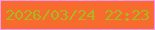 文字の大きさ：5、枠の色：fb95f9、背景の色：f76b2f、文字の色：a9b91d 無料ブログパーツのブログ時計