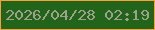 文字の大きさ：3、枠の色：fb9e3e、背景の色：22651a、文字の色：9ea18c 無料ブログパーツのブログ時計