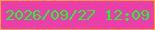 文字の大きさ：3、枠の色：fba334、背景の色：ec3eab、文字の色：17fa2c 無料ブログパーツのブログ時計