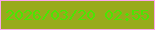 文字の大きさ：1、枠の色：fba6ee、背景の色：98ab1c、文字の色：4ae603 無料ブログパーツのブログ時計