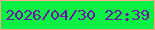 文字の大きさ：2、枠の色：fbaa8b、背景の色：0af045、文字の色：6b17a4 無料ブログパーツのブログ時計