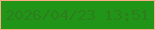 文字の大きさ：1、枠の色：fbac87、背景の色：219518、文字の色：2c7f1c 無料ブログパーツのブログ時計